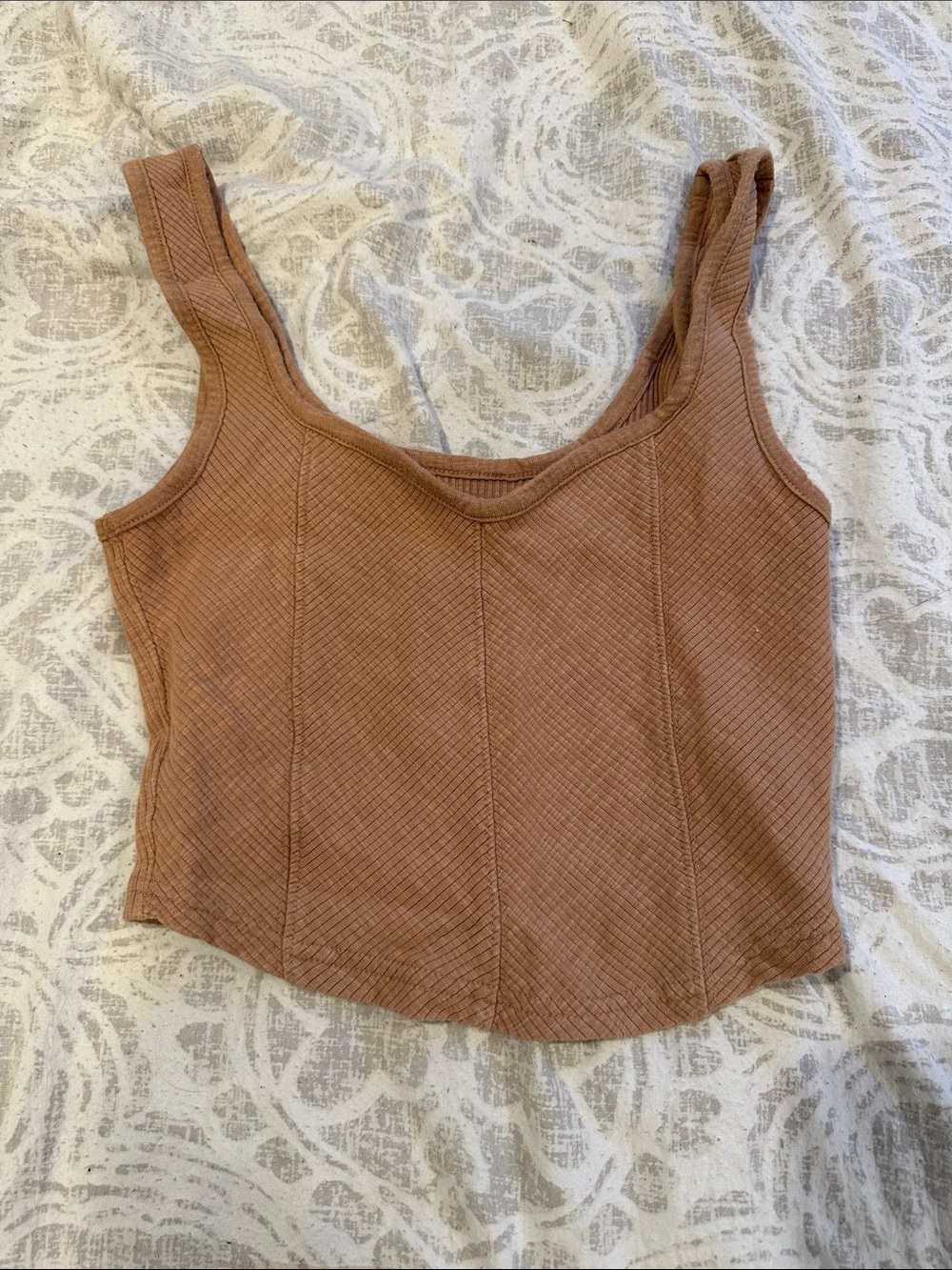 Aerie Seamed Scoop Neck Ribbed Tank Top - Brown